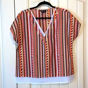 DKNY Multicolor V-Neck Blouse
